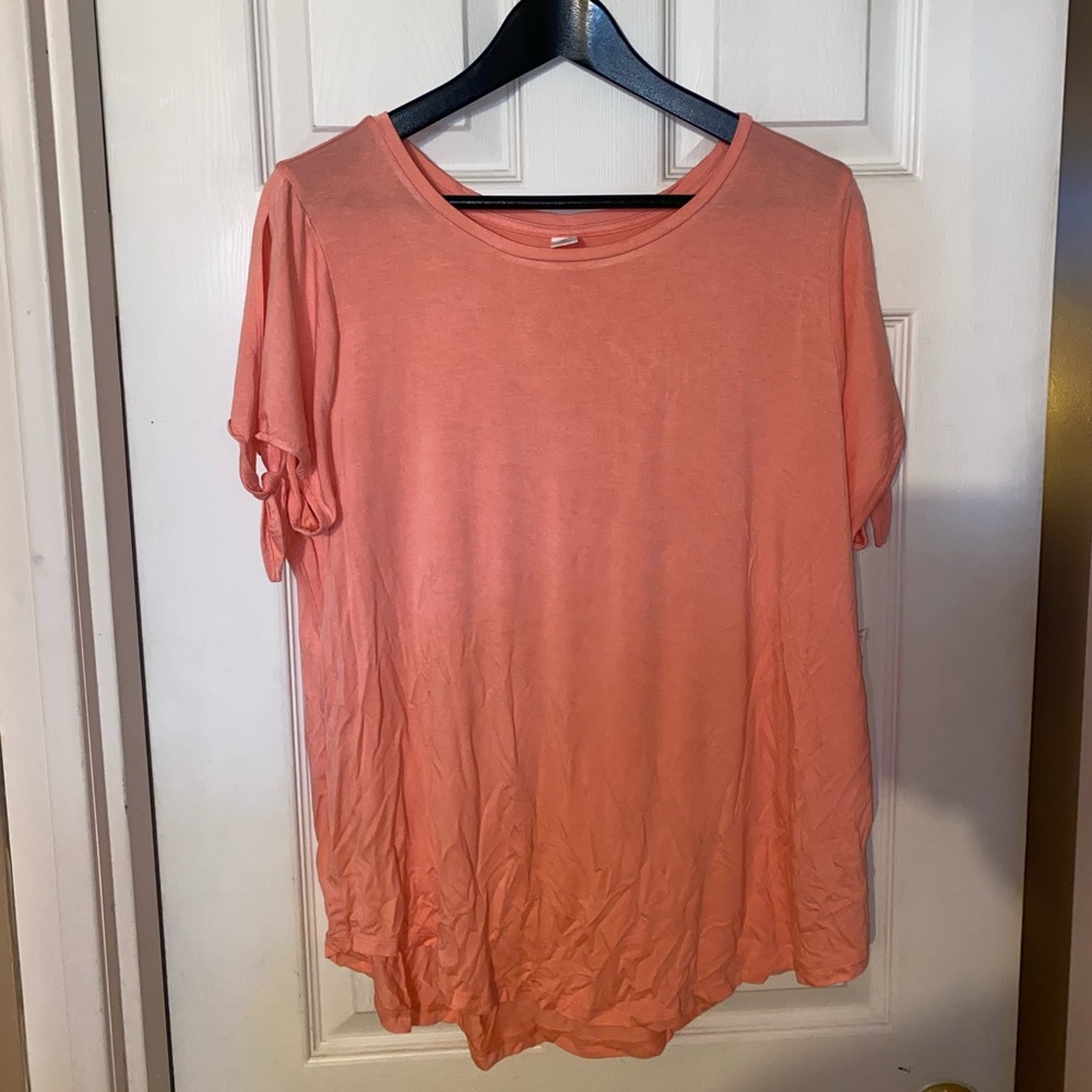NWT XL Old Navy Pink shirt sleeve top with tie sleeves